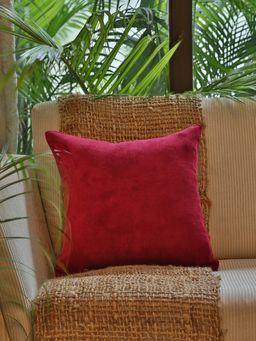 Revive Home - Maroon Cotton Velvet Cushion Cover (16 x 16 Inches)