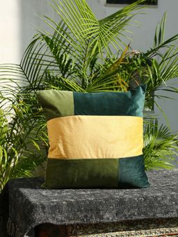 Revive Home - Green and Yellow Velvet Cushion Cover (17x17 inches)