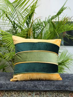 Revive Home - Green and Yellow Cushion Cover with Piping Detail (17x17 inches)