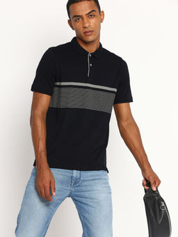 Lee - Men Black Striped Slim Fit Polo T-shirt