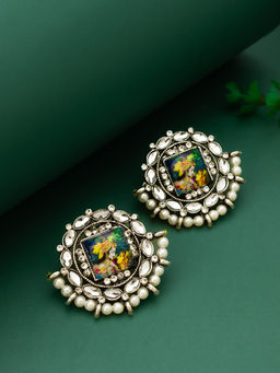 Aadita - Silver Plated Alloy Stud Earrings