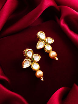 Aadita - White Gold Plated Alloy Drop Earrings