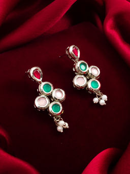 Aadita - Multi Silver Plated Alloy Drop Earrings