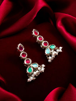 Aadita - Multi Silver Plated Alloy Drop Earrings