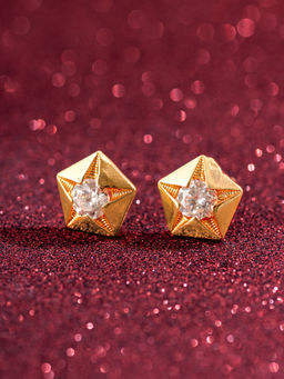 Aadita - White Gold Plated Brass Stud Earrings