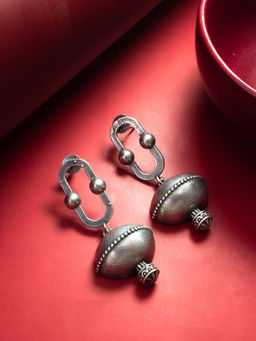 Aadita - Silver Plated Oxidised Alloy Navratri Design Drop Earrings
