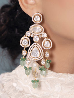 Joules By Radhika - White Polki-Pearl Glamorous Earrings