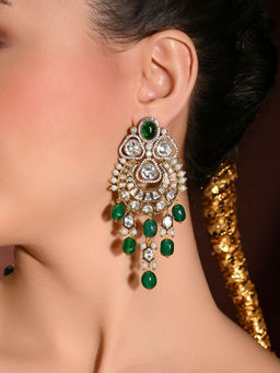 Joules By Radhika - Bedazzling Green Dangler Earrings