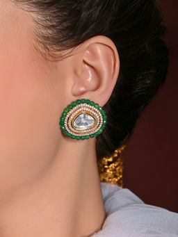 Joules By Radhika - Green Luminescent Stud Earrings