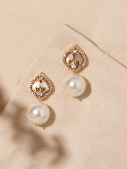 Joules By Radhika - Opulent White Pearl Drop Earrings
