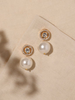 Joules By Radhika - Dazzling Snow White Drop Earrings