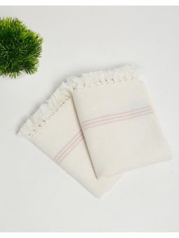 Fabindia - White Jia Honeycomb Cotton Bath Towel - 200-GSM (Pack of 2) (S)