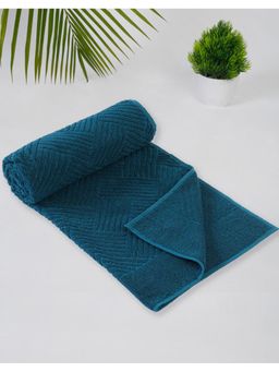 Fabindia - Teal Palash Pile Cotton Face Bath Towel - 570-GSM (Pack of 2) (S)