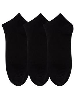 NEXT2SKIN - Womens Low Ankle Length Cotton Socks-Pack of 3 - Black