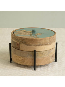 Ellementry - Iris 2 Tire Wooden Roti Casserole with Stand for Kitchen and Dining Table