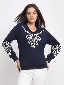 SHAYE - Navy Blue Long Sleeves Sweatshirt