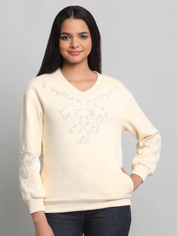 SHAYE - Ivory Long Sleeves Sweatshirt