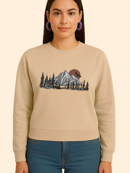 Oh Rare - Beige Printed Regular Fit Sweatshirt