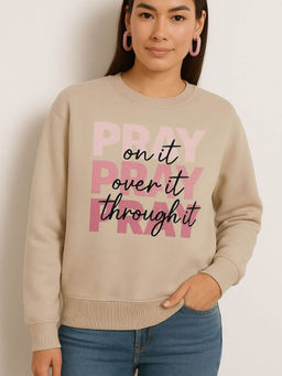 Oh Rare - Beige Typography Regular Fit Sweatshirt
