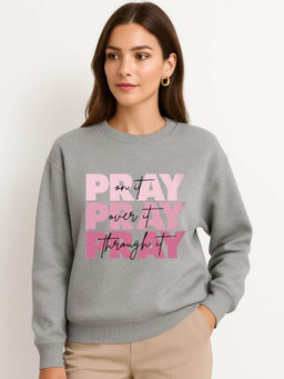 Oh Rare - Grey Typography Regular Fit Sweatshirt