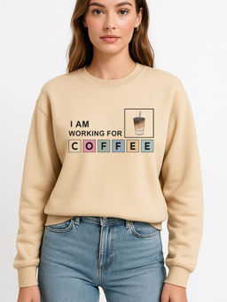 Oh Rare - Beige Typography Full Sleeves Sweatshirt