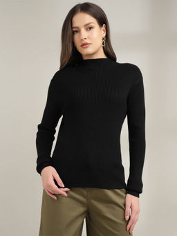 Xpose - Black Long Sleeve Ribbed Sweater