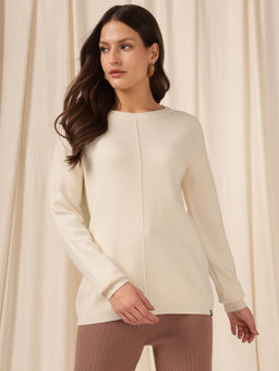 Xpose - Off White Round Neck Pullover Sweater