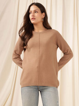 Xpose - Brown Round Neck Pullover Sweater