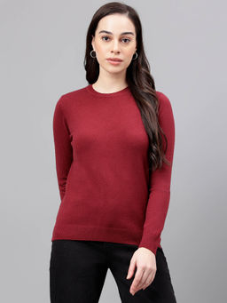 Xpose - Maroon Solid Pullover Sweater