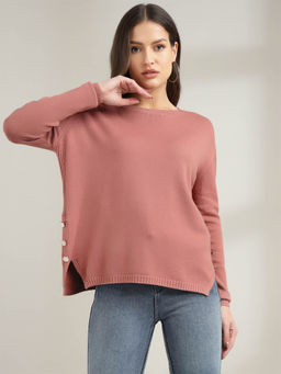 Xpose - Peach Round Neck Pullover Sweater