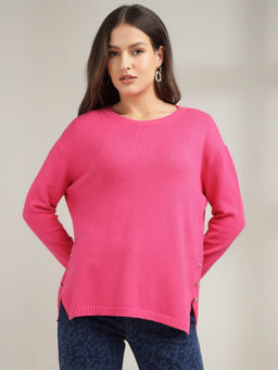 Xpose - Pink Round Neck Pullover Sweater