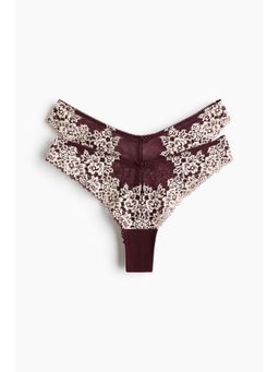 H&M - Women Red 2-Pack Lace Brazilian Briefs