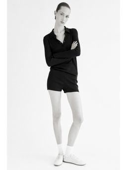 H&M - Women Black Rib-Knit Shorts