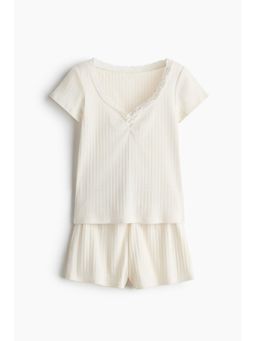 H&M - Women White Pointelle Jersey Top And Shorts