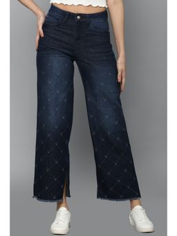 Allen Solly - Navy Blue Solid-Plain Bottoms Pants and Trousers