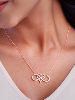 GIVA - Sterling silver Dual Tone Infinity Heart Pendant with Link Chain for women(ADJUSTABLE)