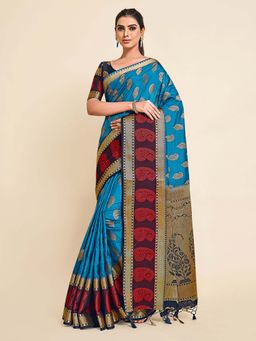 Mimosa - Women'S Kanjivaram Art Silk Saree With Unstiched Blouse