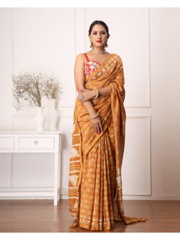 Mayurie - Gitika Chanderi Dabu Print Saree With Unstitched Blouse