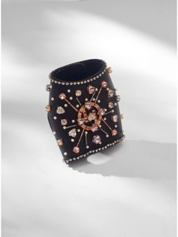Outhouse - Oh Jewelled Leather Glovelettes In Black