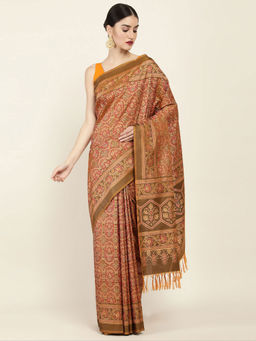 Soch - Printed Art Silk Saree with Unstitched Blouse