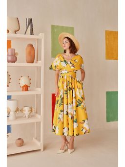 Sage By Mala - Yellow Floral Printed Magnolia Dress