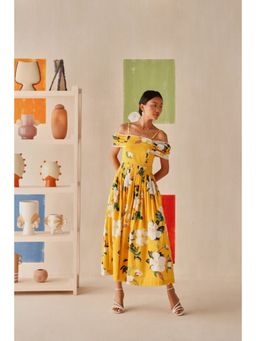 Sage By Mala - Yellow Floral Printed Riviera Dress