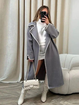 MISS MOSA BY AKANKSHA - Grey Brussels Luxe Oversized Wintercoat