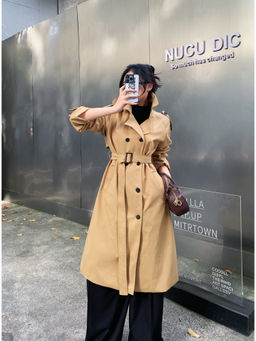 MISS MOSA BY AKANKSHA - Khaki Essie Statement Premium Overcoats with Belt (Set of 2)