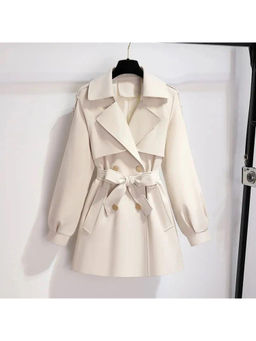 MISS MOSA BY AKANKSHA - Beige Janice Luxe Shorta Overcoat with Belt (Set of 2)