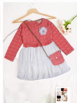 Bella Moda - Girls Fit & Flair Casual Knee Length Dress Red