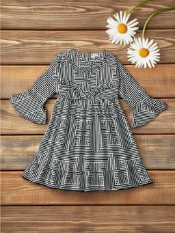 Bella Moda - Girls Fit & Flair Casual Knee Length Dress Black