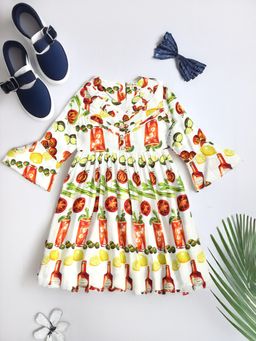 Bella Moda - Girls Fit & Flair Casual Knee Length Dress Multi-Color