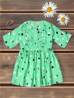 Bella Moda - Girls Fit & Flair Casual Knee Length Dress Green