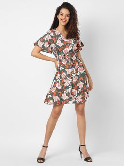 PINACOLADA - Women Floral Design Front Drawstring Casual Dresses